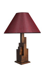 Opviq Lámpara de Mesa 8301-2M Nogal y Burdeos